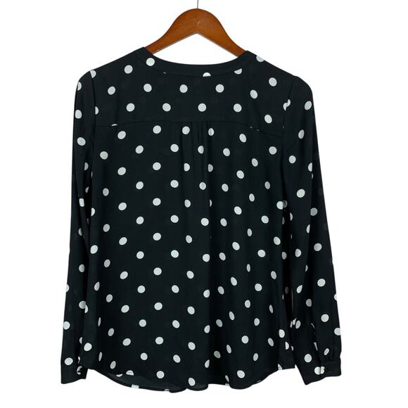 Talbots Polka Dot Blouse Tie Neck Black White Long Sleeve Women's S - Picture 3 of 5